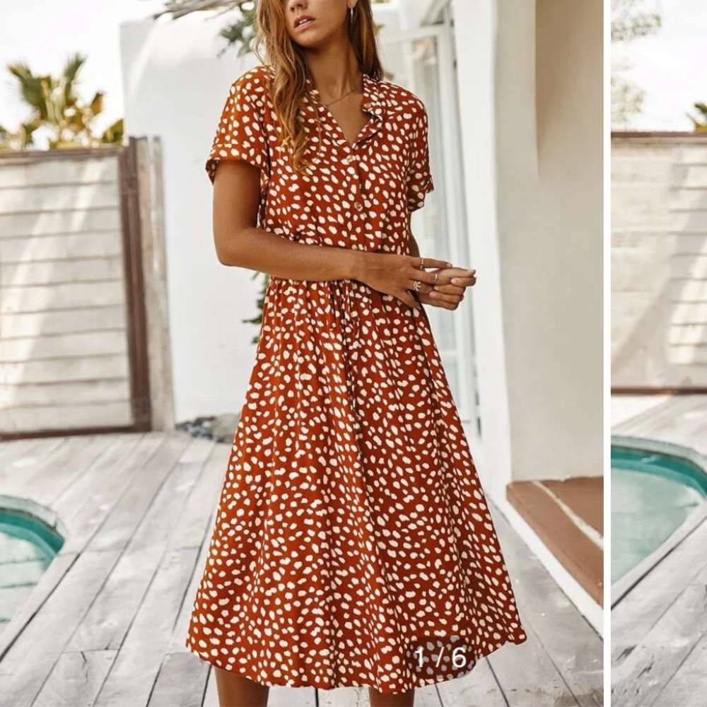 HOST PICK 💕 SHEIN Dalmatian drawstring waist A-line Print Dress NWT